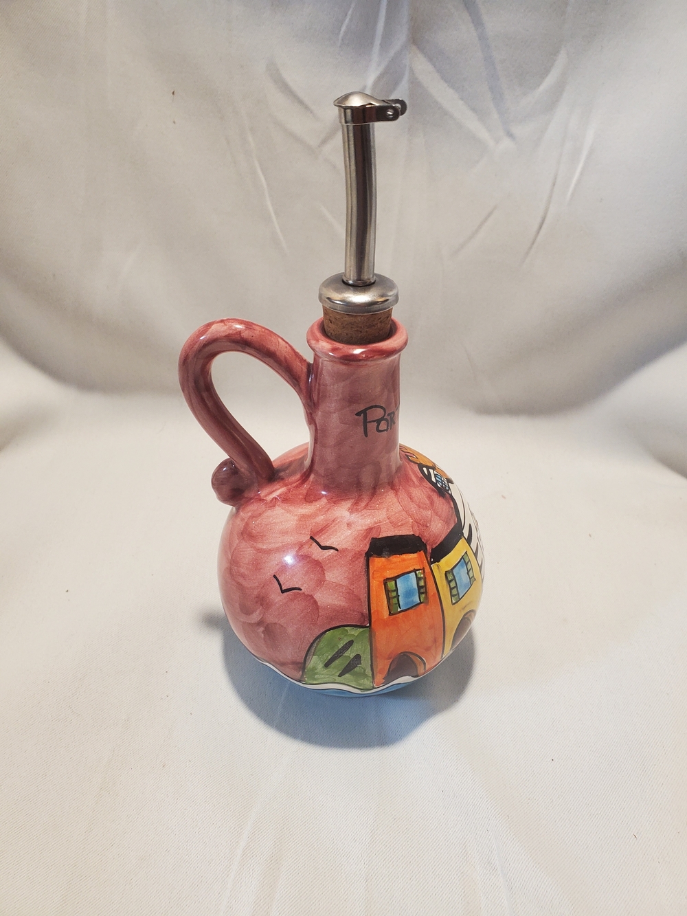 Hand-Painted Italian Ceramic Olive Oil Bottle – Positano & Portofino Scenes